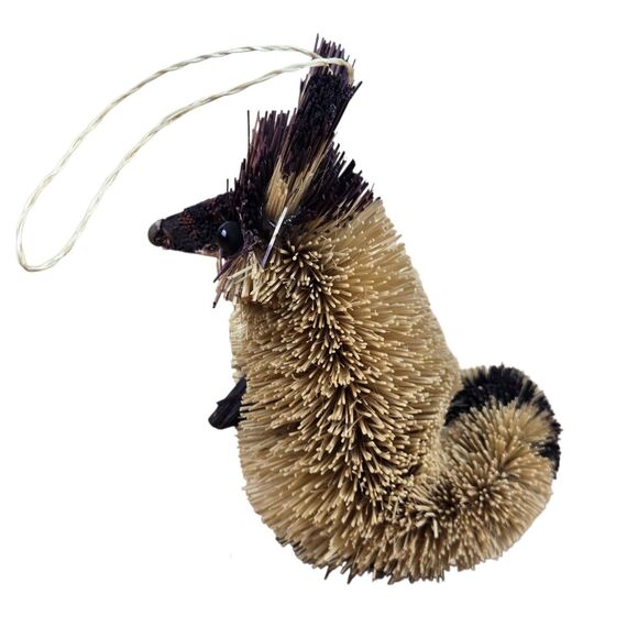 Lot of 3 Bristle Bottle Brush Woodland Animal Ornaments Squirrel Raccoon Fox - Picture 6 of 16